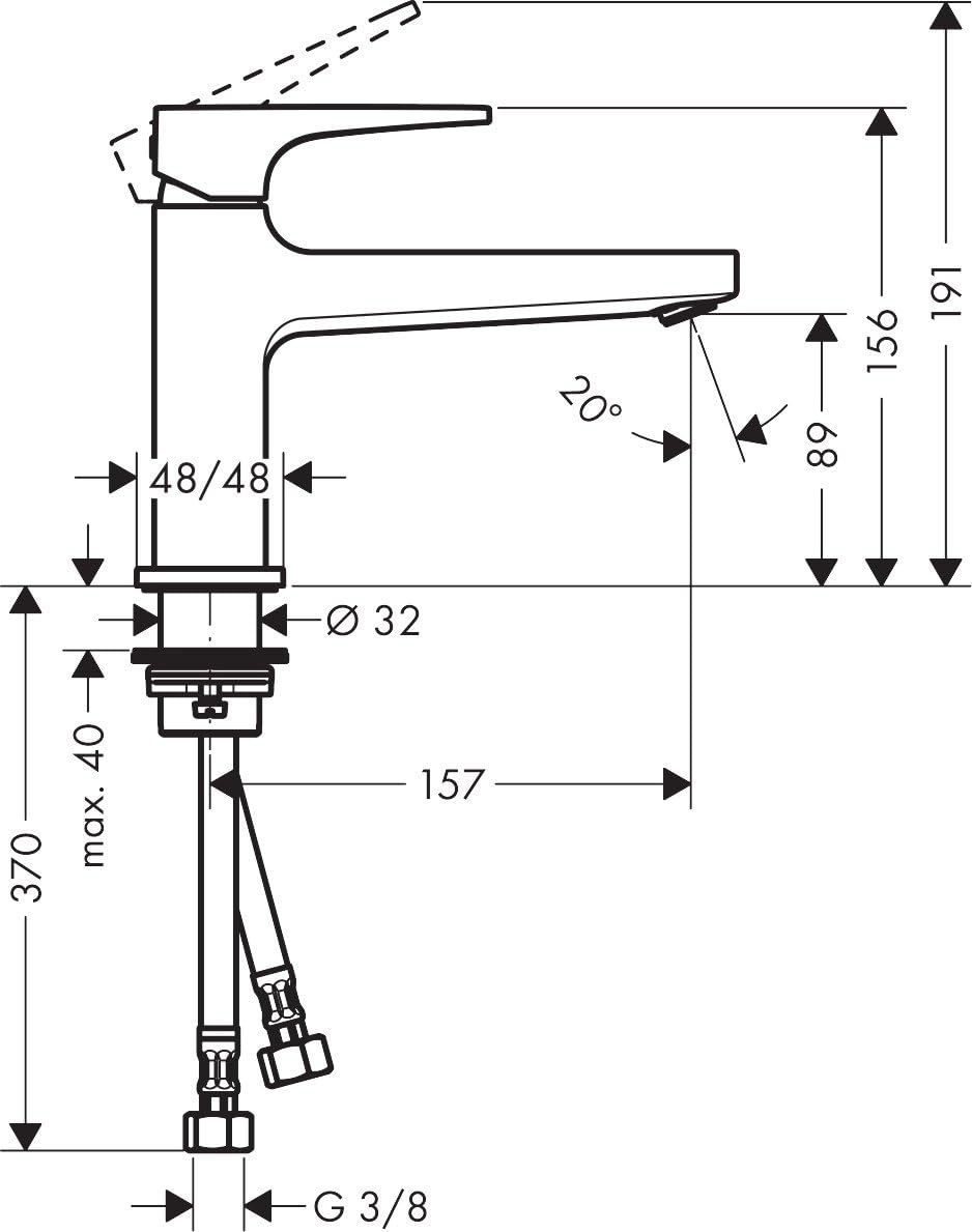 hansgrohe Wasserhahn Metropol CoolStart (Armatur mit Auslauf Höhe 100 mm und Push-Open Ablaufgarnitu
