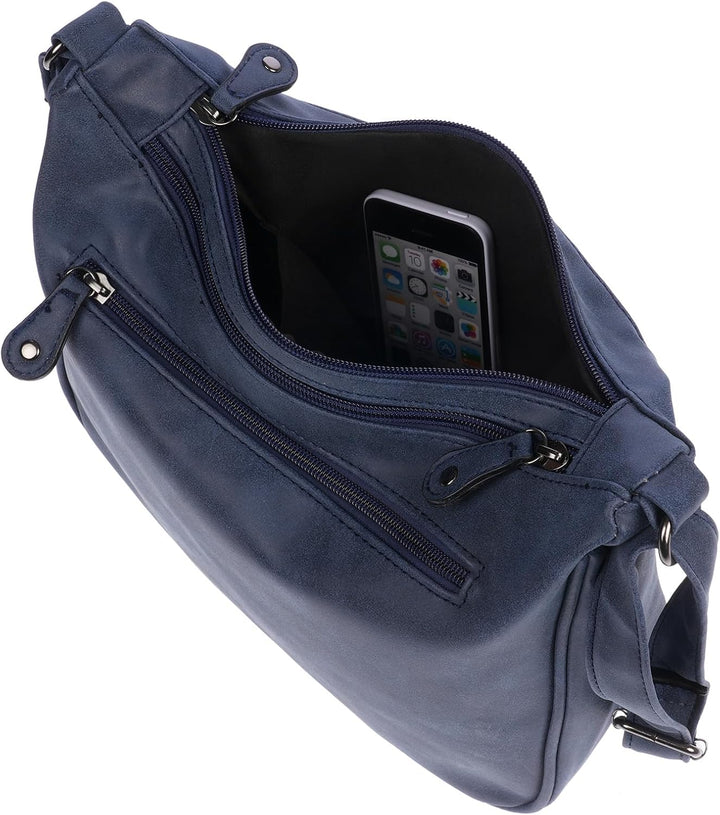 Christian Wippermann Damen Tasche Schultertasche Umhängetasche Crossover Bag Leder Optik Handtasche