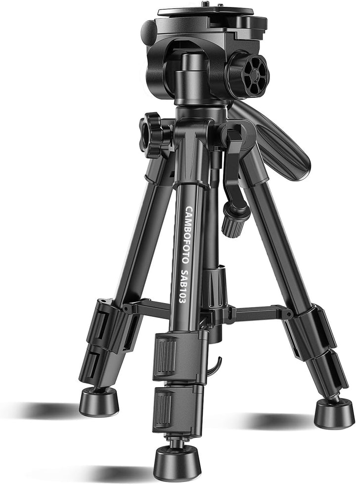 CAMBOFOTO 12.5'' Reisestativ 62cm Leichtes Stativ mit 3-Wege-Kopf und Tragetasche Schwarz, Schwarz