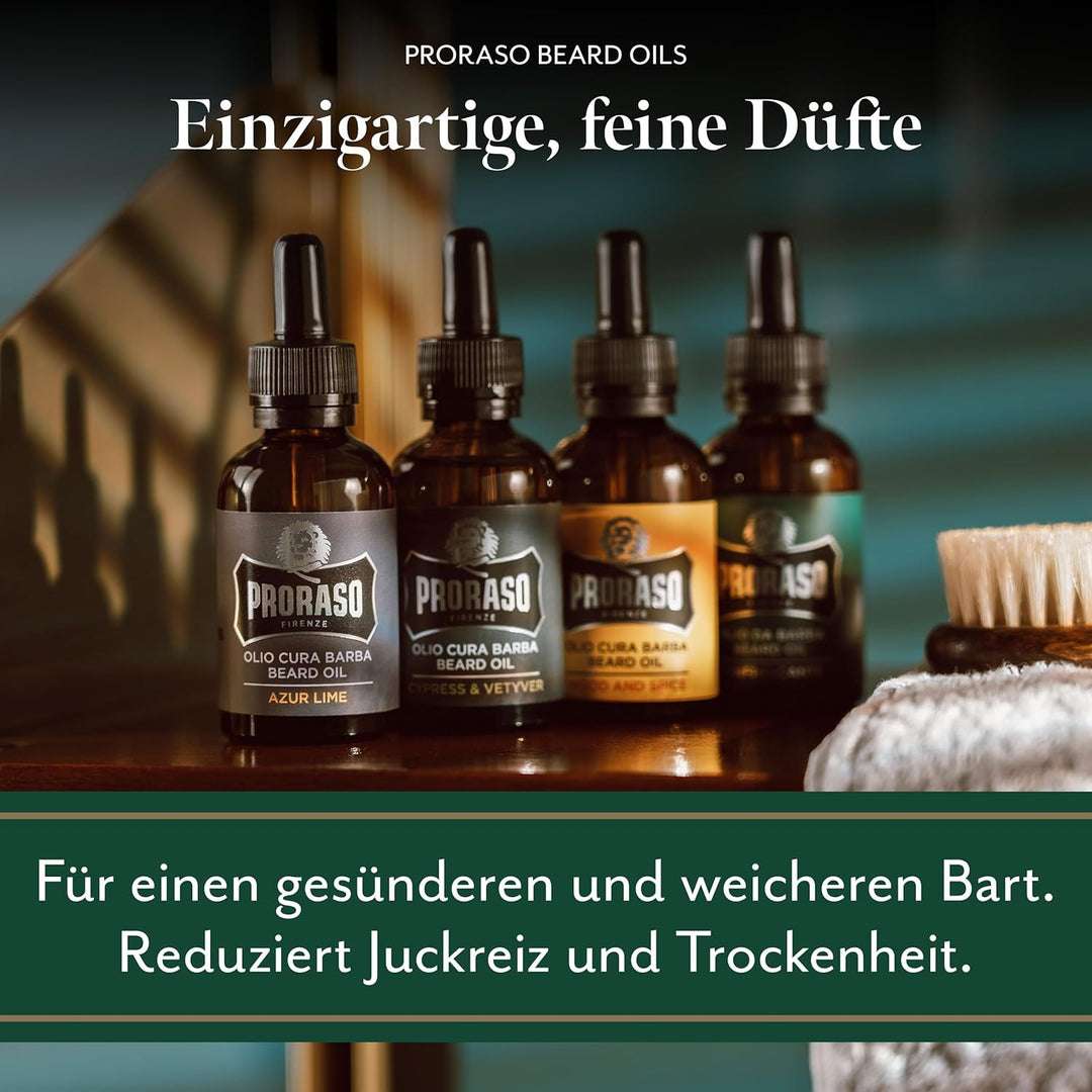 Proraso Beard Oil, Wood & Spice, 100 ml, Bartöl mit Zedernholz & Zitrus-Duft, Bart Weichmacher pfleg