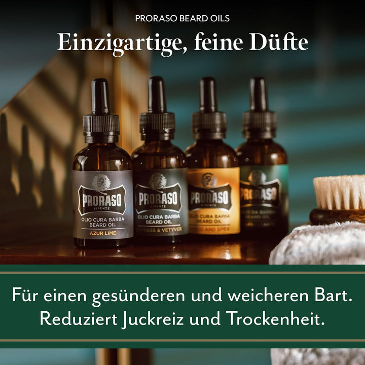 Proraso Beard Oil, Wood & Spice, 100 ml, Bartöl mit Zedernholz & Zitrus-Duft, Bart Weichmacher pfleg