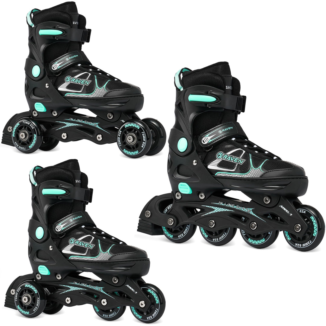 Raven 3in1 Verstellbare Inline Skates Spirit - Inliner Triskates - Rollschuhe - Kugellager Abec7 - S