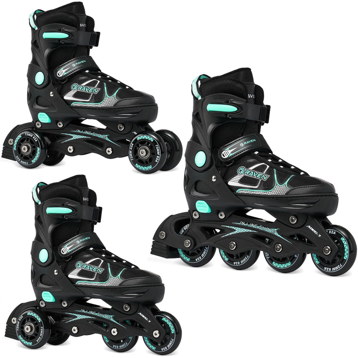 Raven 3in1 Verstellbare Inline Skates Spirit - Inliner Triskates - Rollschuhe - Kugellager Abec7 - S