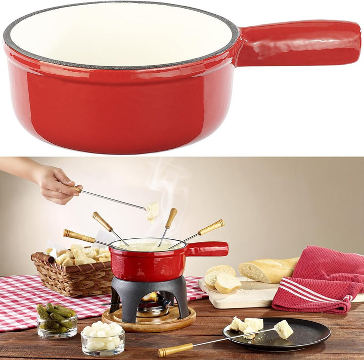 Rosenstein &amp; Söhne Gusseisen Fondue: 2er-Set Käsefondue-Töpfe aus Gusseisen, 16 cm (Swiss Fondue-Set