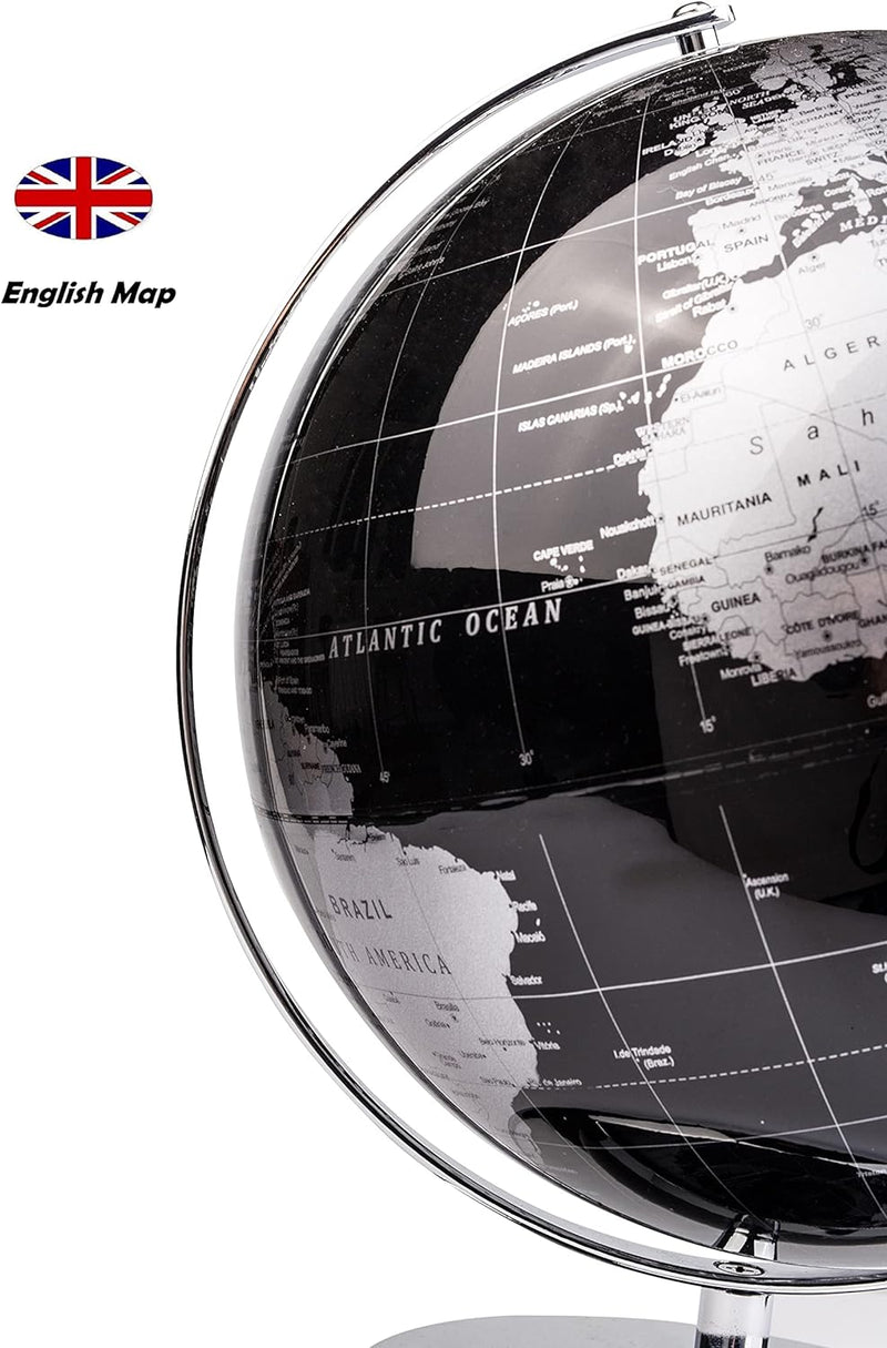 Exerz 25cm Globus - Englische Karte - Schüler-Globus - Mit Einem Metallfuss Pädagogisch/Geografisch/