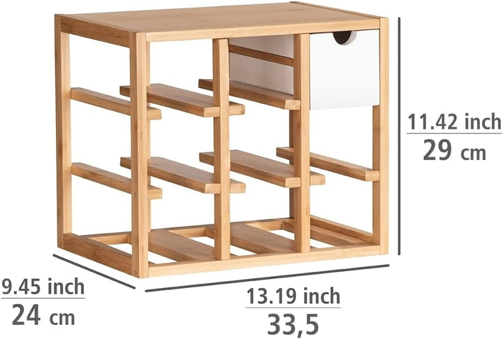 WENKO Weinregal Finja, hochwertiges Regal für bis zu 8 Flaschen, mit integrierter Schublade für Kork