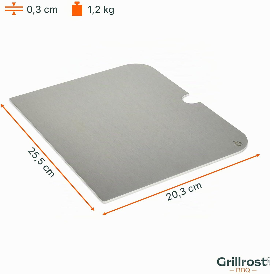 Grillrost.com Das Original Edelstahl Grillplatte | Plancha passend für Weber Go Anywhere - ersetzt e