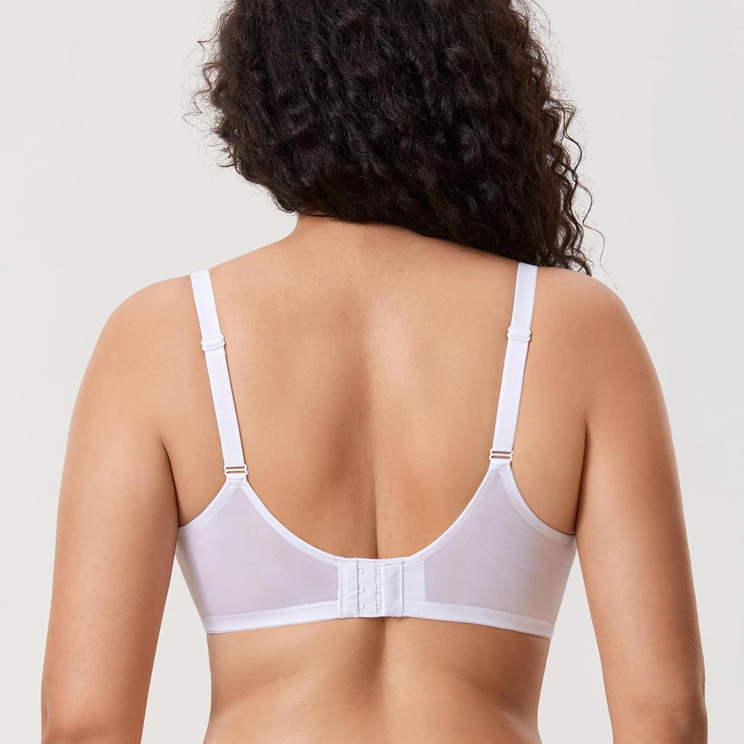 DELIMIRA Damen BH Grosse Grössen Durchschauen Sexy mit Spitze Balkonett Bügel ohne Polster 95C Weiss