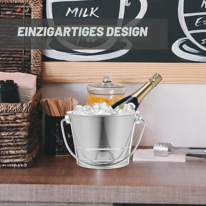 DOITOOL Edelstahl Eiskübel 1L Mit Deckel Und Tragbarem Griff Multifunktionaler Eiswürfelbehälter Für