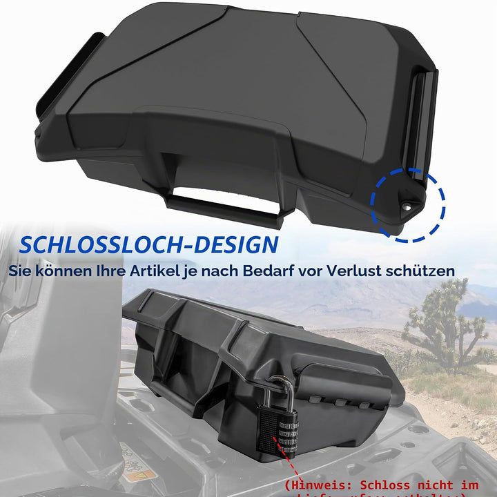UTVSXPERT Aufbewahrungsbox für Outlander, 7,5 l, schwarz, vorne und hinten, Werkzeugbett-Box, Rücksi