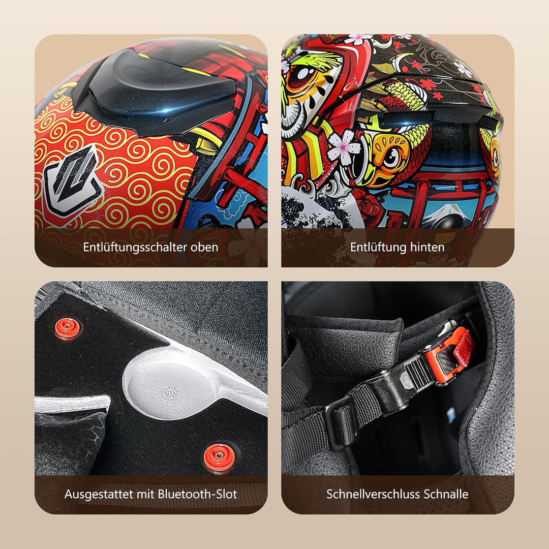 NENKI Jethelme Halbhelme Rollerhelm Sturzhelm Chopper Helm,Motorradhelm ECE 22.06 mit Doppelvisier S