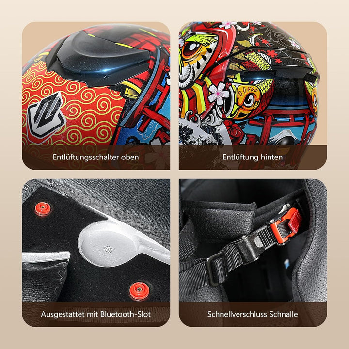 NENKI Jethelme Halbhelme Rollerhelm Sturzhelm Chopper Helm,Motorradhelm ECE 22.06 mit Doppelvisier S