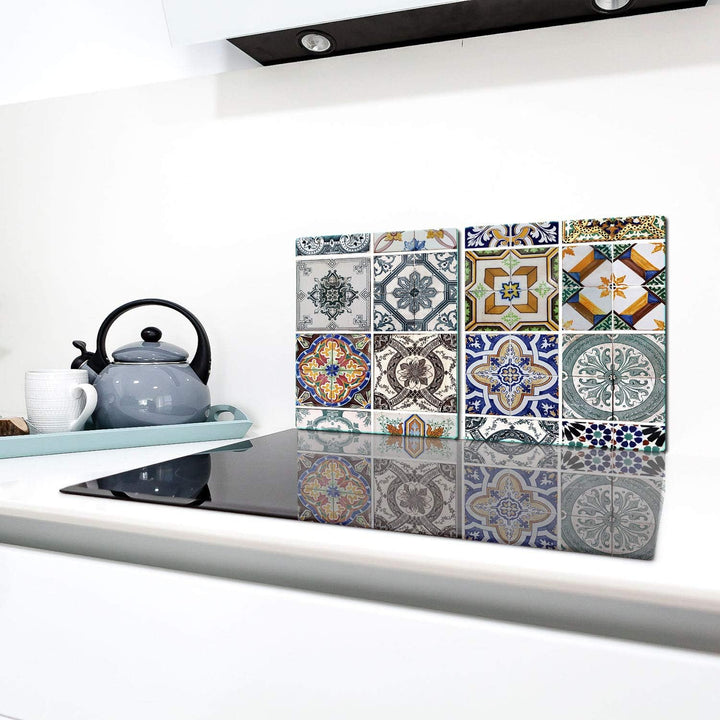 TMK | Herdabdeckplatten Set 2x40x52 cm Ceranfeld Abdeckung Glas Spritzschutz Abdeckplatte Glasplatte