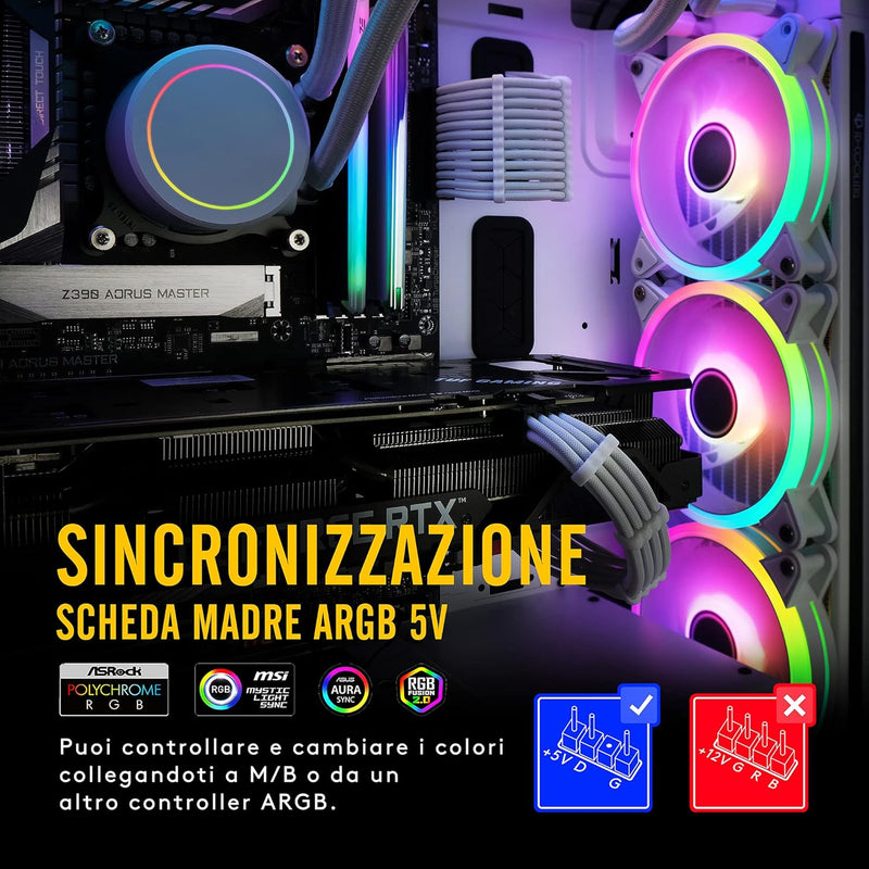 EZDIY-FAB Moonlight Ventola da 120mm RGB Case con 10-Port Fan Hub X e Telecomando,Scheda Madre Aura