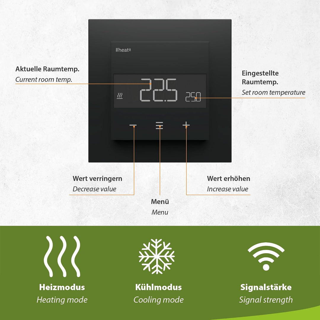 Heatit Z-TRM6 Z-Wave Plus Thermostat Raumregler mit EXT. Sensor für Fussbodenheizung elektrisch und