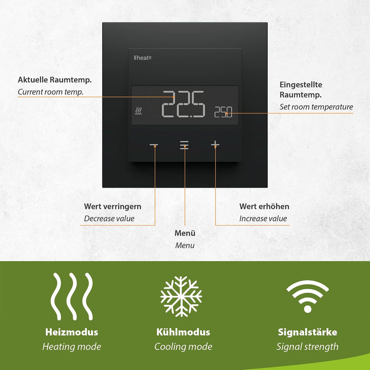 Heatit Z-TRM6 Z-Wave Plus Thermostat Raumregler mit EXT. Sensor für Fussbodenheizung elektrisch und