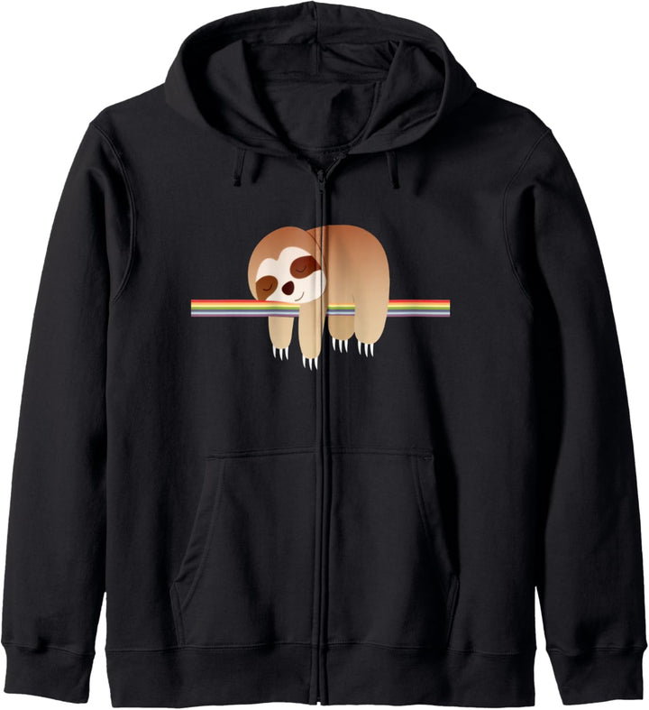 Sloth Sleeping on a Rainbow Kapuzenjacke