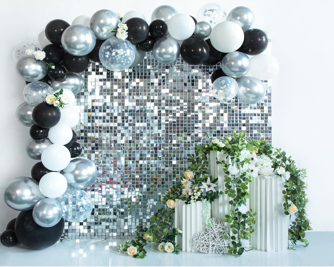 Kate Schimmernde Wand Hintergrund Silber Quadratisch Pailletten Glitzer Foto Hintergrund Paneel Deko