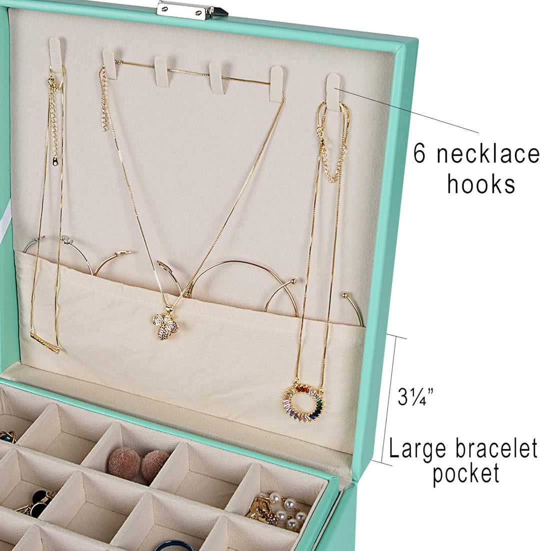 Frebeauty Ohrring-Organizer, klassische Schmuckschatulle mit 50 Fächern, doppellagig, mit 6 Haken fü
