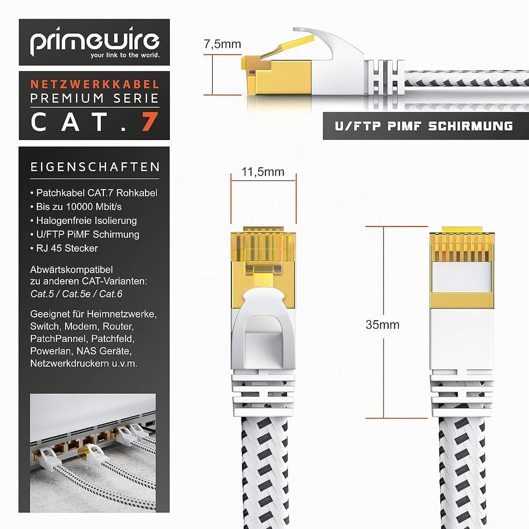 CSL - 20m CAT 7 Netzwerkkabel Flach und Dünn - Lan Kabel für 10 Gigabit High Speed, Internetkabel, F