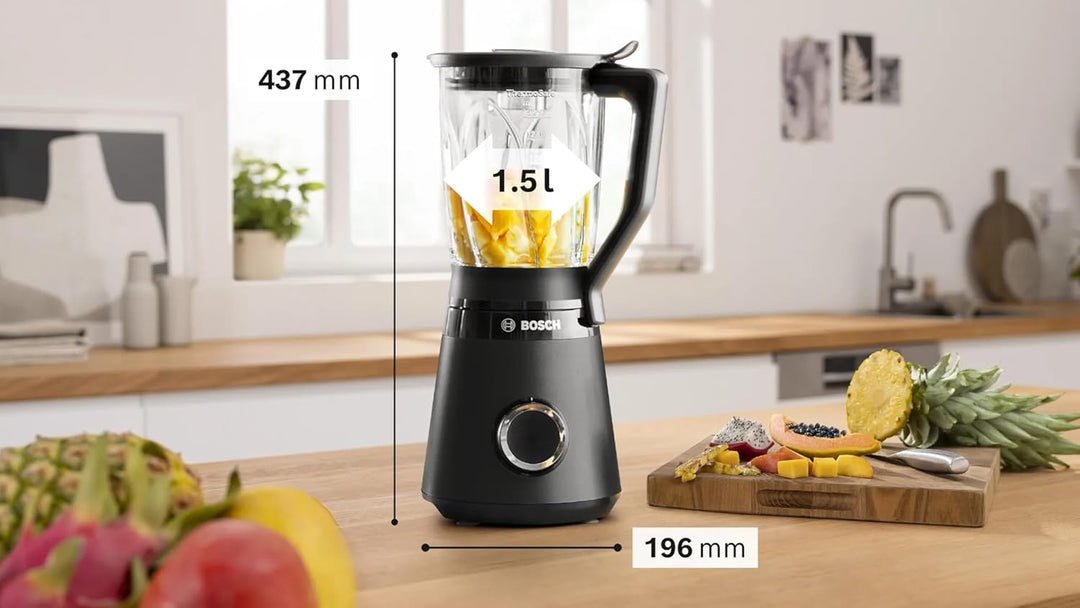 Bosch VitaPower Serie 4 Standmixer, 1200 W, Schwarz, ThermoSafe-Glas, 1,5 l, zwei Geschwindigkeiten