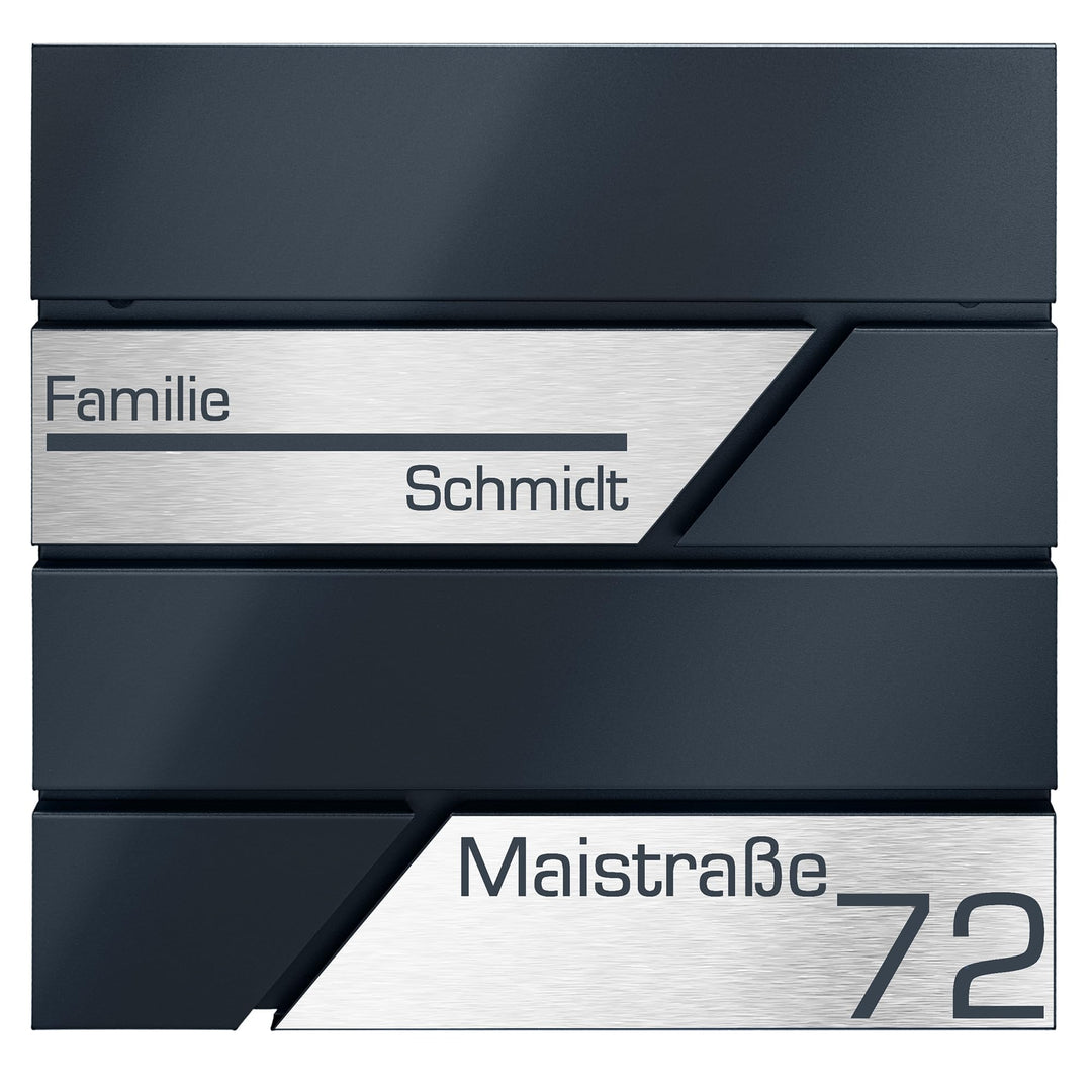 Briefkasten mit Zeitungsfach in Anthrazit, Edelstahlbriefkasten, Wandbriefkasten Briefkasten mit Sch