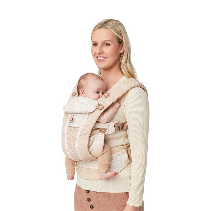 Ergobaby Omni Breeze Babytrage für Neugeborene ab Geburt bis 20kg, 4 Positionen SoftFlex Mesh Ergono