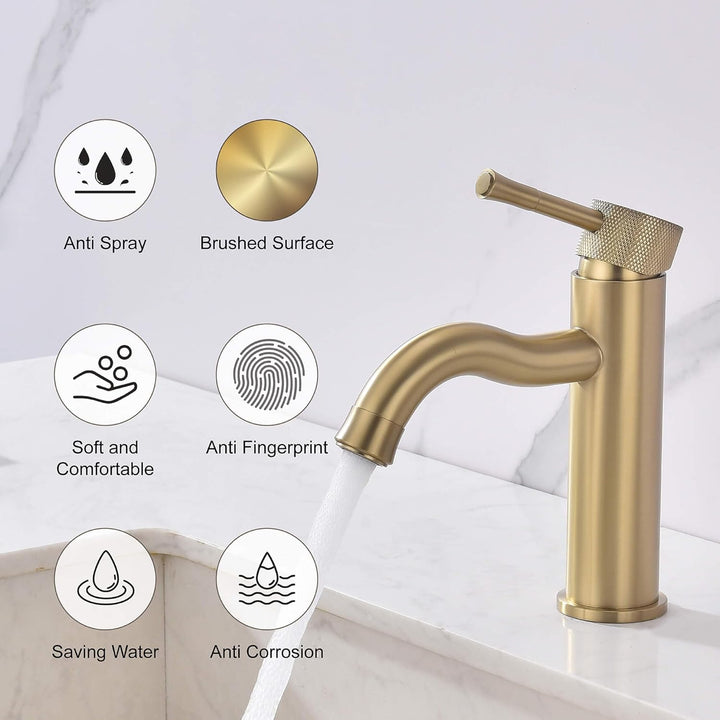 TRYSEA Wasserhahn Bad Gold mit Verlängerung, Strahlregler,Waschtisch Waschtisch,Wasserhähne für Bade