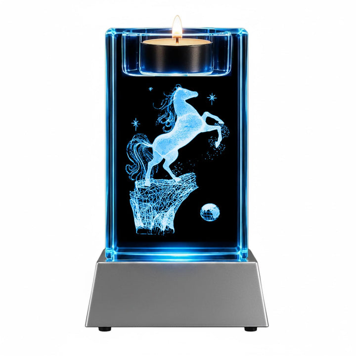 Kaltner Präsente Stimmungslicht LED Kerze/Kristall Glasblock / 3D-Laser-Gravur Teelichthalter Tiere