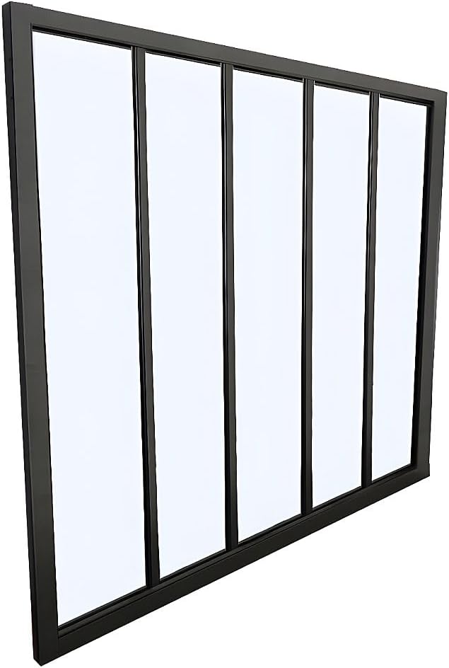 Vente-unique - Atelier-Glaswand - 150 x 105 cm - thermolackiertes Aluminium - Schwarz - Bayview