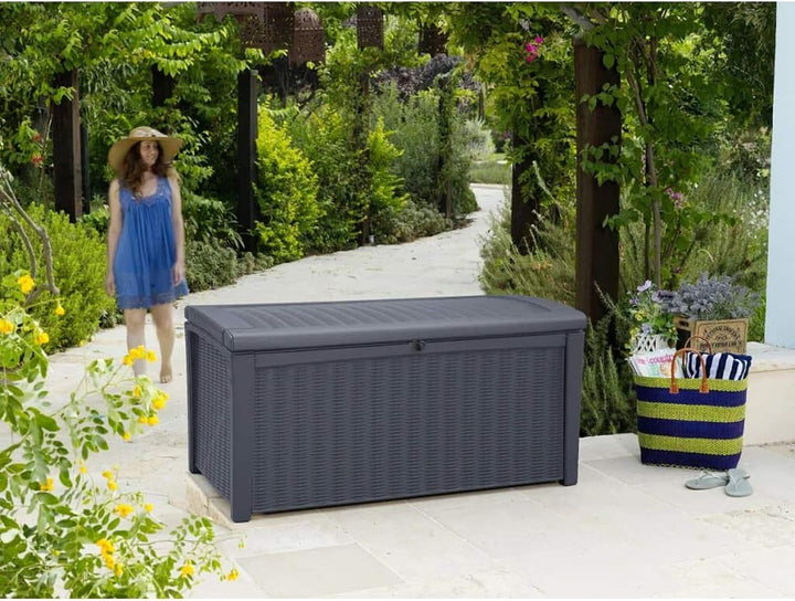 Keter 7290103665449 Chalet et Jardin Rio Truhe Harz Anthrazit-Grau 129,5 x 70 x 62,5 cm