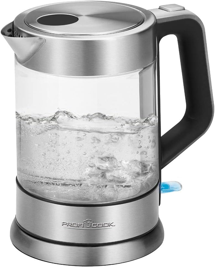 ProfiCook PC-WKS 1107 G Edelstahl-Glas-Wasserkocher, 1,5 L, 2200 W maximal, Edelstahlheizelement, St