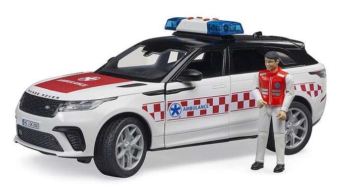 bruder 02885 - Range Rover Velar Notarztfahrzeug mit Fahrer und Light & Sound Modul - 1:16 Fahrzeuge