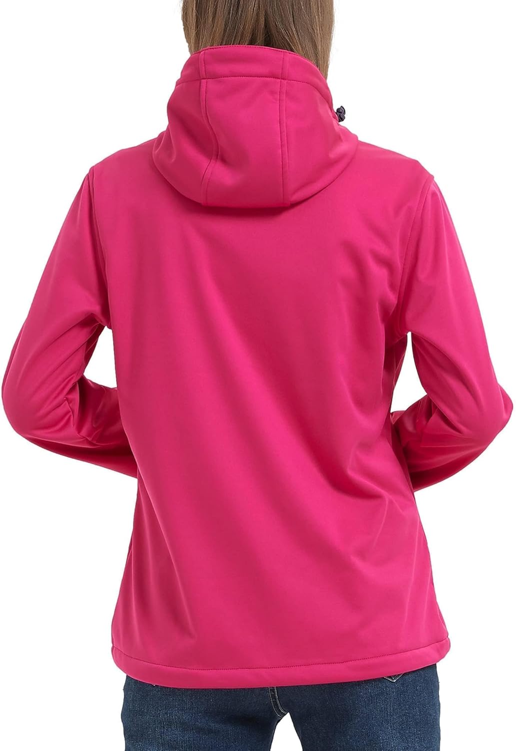 ATLASLAVA Damen Softshelljacke Leichte mit Fleece-Futter Kapuze Windjacke Laufen Wandern S Rosa, S R