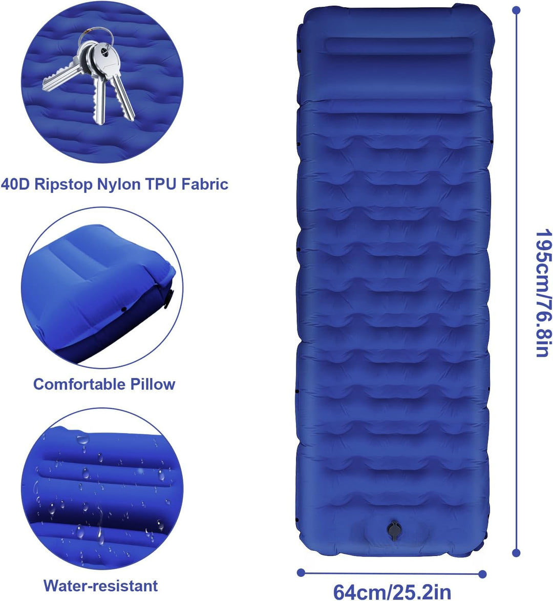 Isomatte Selbstaufblasend mit Fusspresse Pumpe, 12cm Verdicken Isomatte Camping, Ultraleicht Luftmat