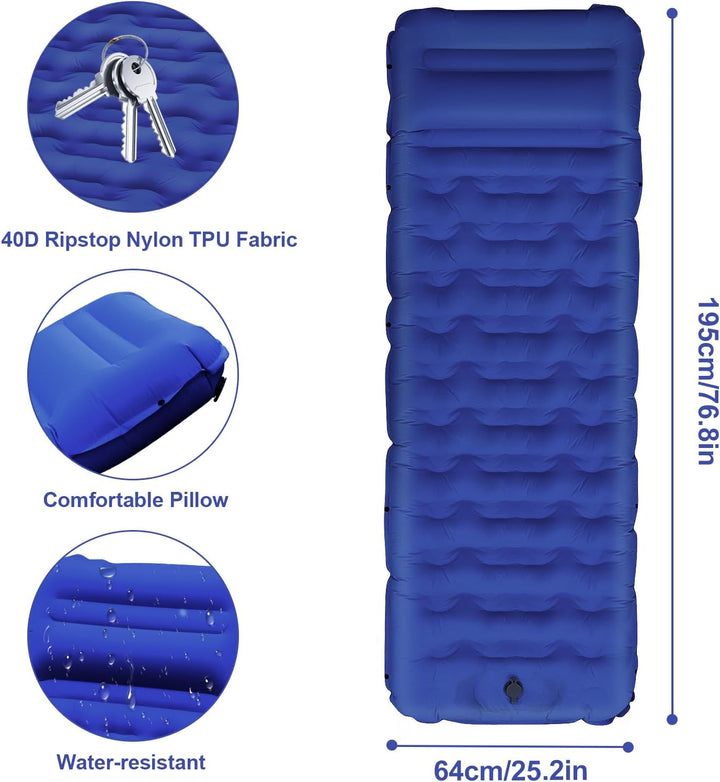 Isomatte Selbstaufblasend mit Fusspresse Pumpe, 12cm Verdicken Isomatte Camping, Ultraleicht Luftmat