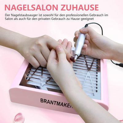 BRANTMAKER Staubabsaugung Nagelstudio Absaugung Nagelstaubsauger, mit Bürste und 2 Wiederverwendbare