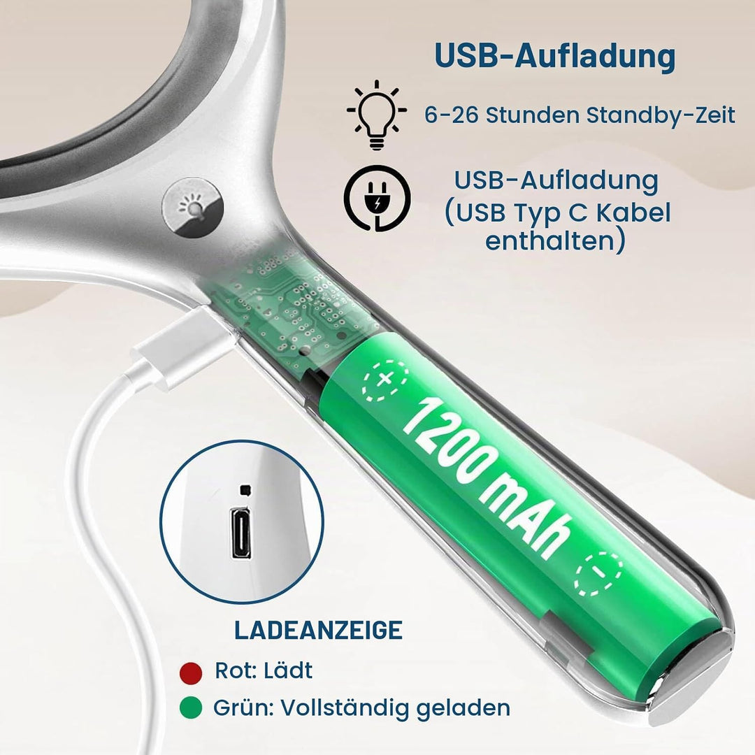 Lupe mit Licht, Afaneep Leselupe 30x 60x Handlupe, 3 Modi 33 LED Leselupe mit Licht für Senioren Gro