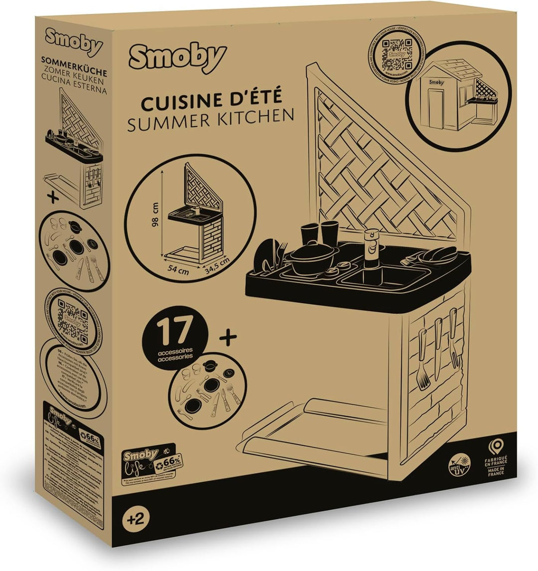 Smoby Life - Sommerküche Zubehör - Outdoor-Spielküche für Kinder mit Grill, Spüle, Zubehör - Passend