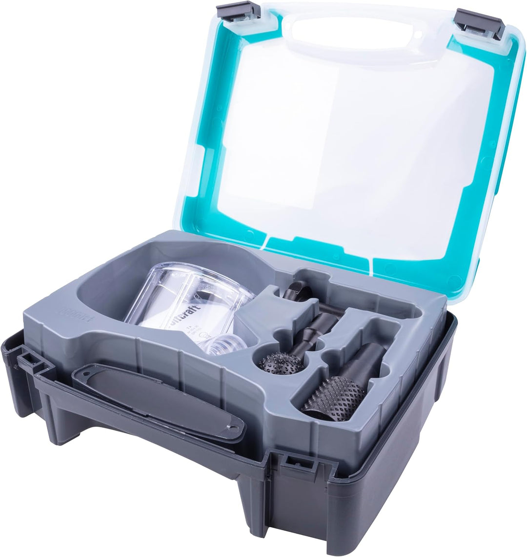 wolfcraft Holzbearbeitungsset für Winkelschleifer I 4400000 I Für das staubarme Fräsen, Modellieren