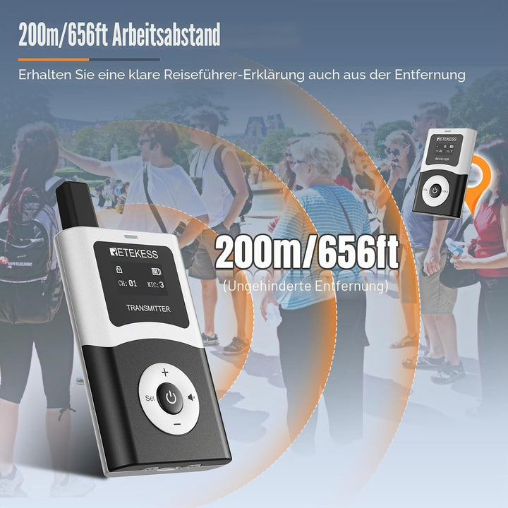 Retekess T130U (T130 4rd) Tour Guide System, Tour Guide-Headsets, Audioguides, Digitale Übertragung
