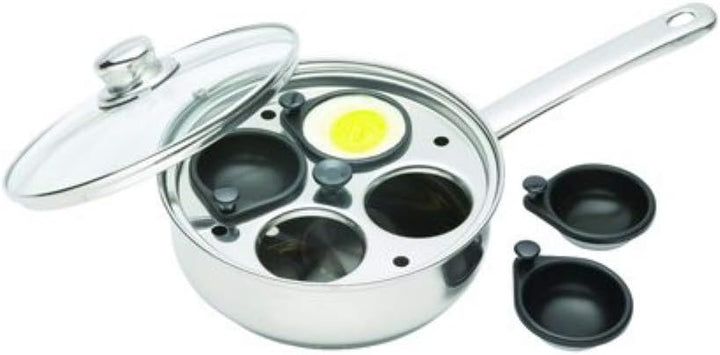 KitchenCraft Pochierpfanne, Eier Pochierer für 4 Eier, Eierkocher Kochtopf für pochierte Eier, Induk