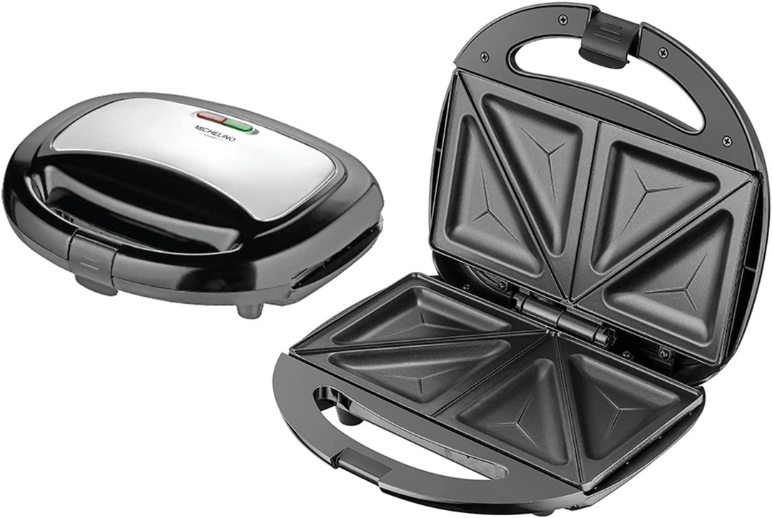 Sandwichmaker für 2 Sandwiches 750 W Sandwichtoaster Schwarz Silber Michelino
