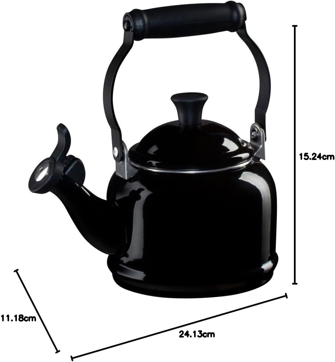 Le Creuset Demi Wasserkessel, Emaillierter Karbonstahl, 1.1 L, Schwarz glänzend, 92000900140000, Sch