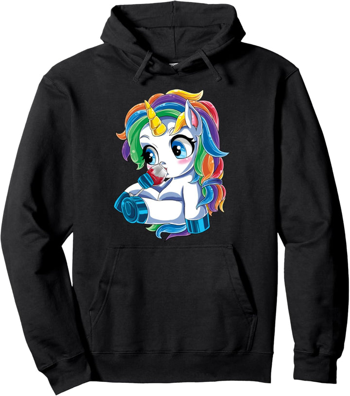 Süsses Einhorn Trinkt Wein Xmas Rotwein Geschenk Weihnachten Pullover Hoodie