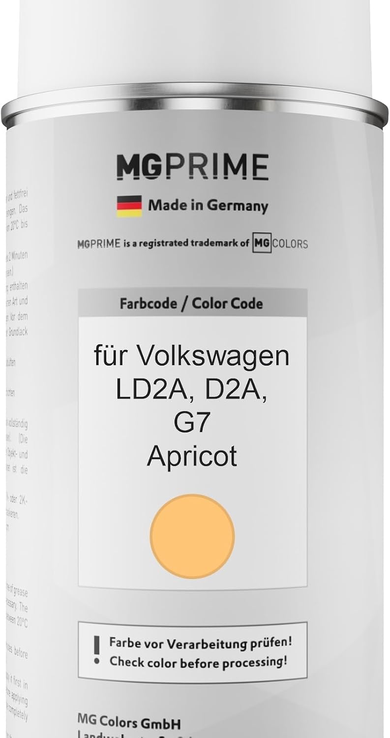 MG PRIME Autolack Sprühdosen Set für Volkswagen VW LD2A / D2A / G7 Apricot Basislack Klarlack Sprayd
