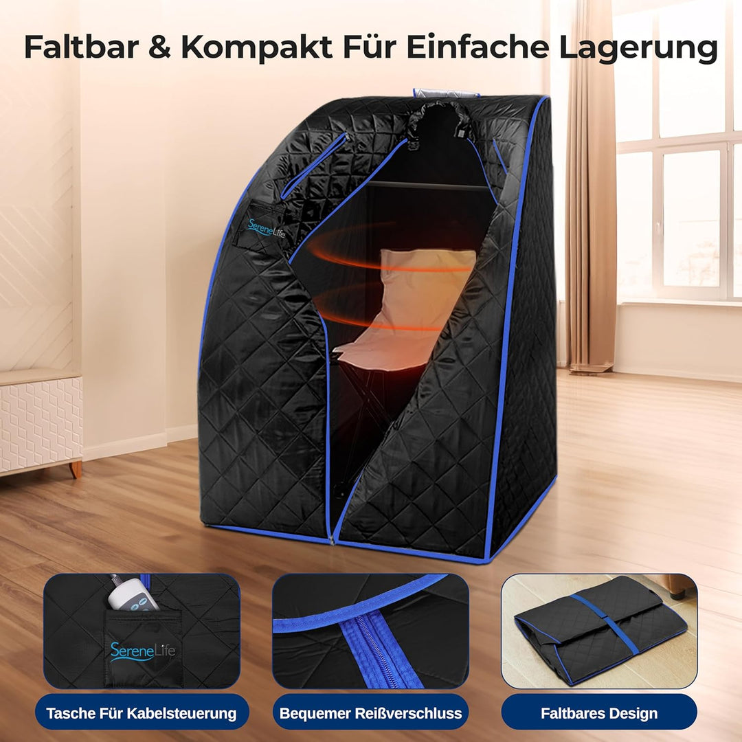 SereneLife Mini Sauna, Dampfsauna für Zuhause, Infrarot Sauna für Zuhause, Portable Sauna, Gartensau