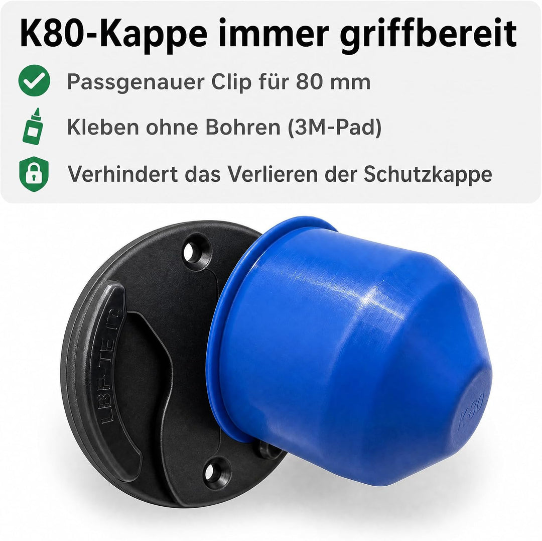 FRUMACO K80 Clip-Halterung für Schutzkappe Anhängerkupplung, Aufbewahrungshalter für 80 mm Kugelkopf