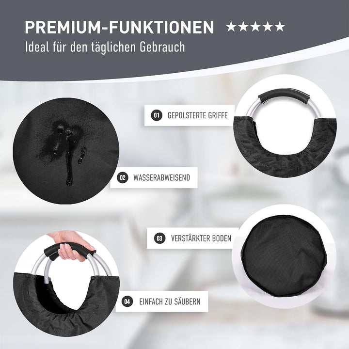 Faltbarer Pfandflaschen-Sammelbehälter faltbar Schwarz - Wasserdichter Flaschensammler grosser Korb