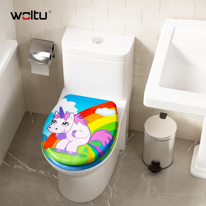 WOLTU WC Sitz mit Absenkautomatik,Toilettensitz Motiv, Toilettendeckel aus Duroplast, Stable Klodeck